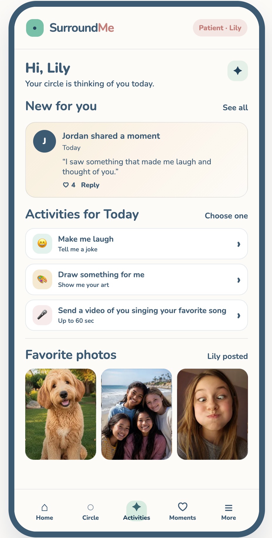 Early development preview of a child's private circle